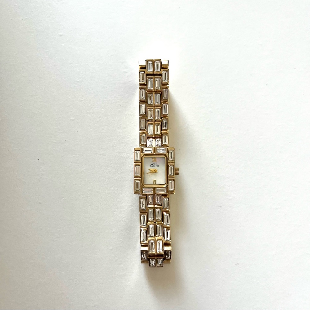 Anne Klein Gold Tone Crystal Analog Watch